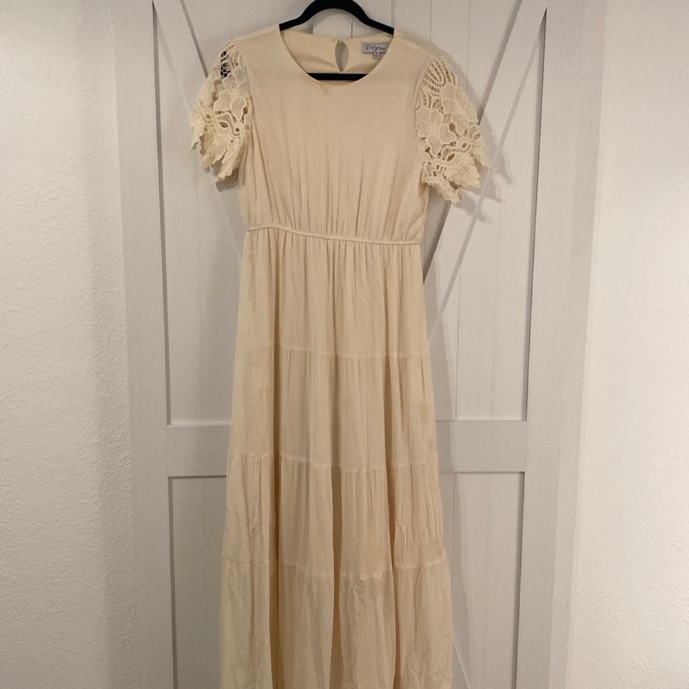 Cream maxi dress with fun sleeves - only worn for photoshoot.